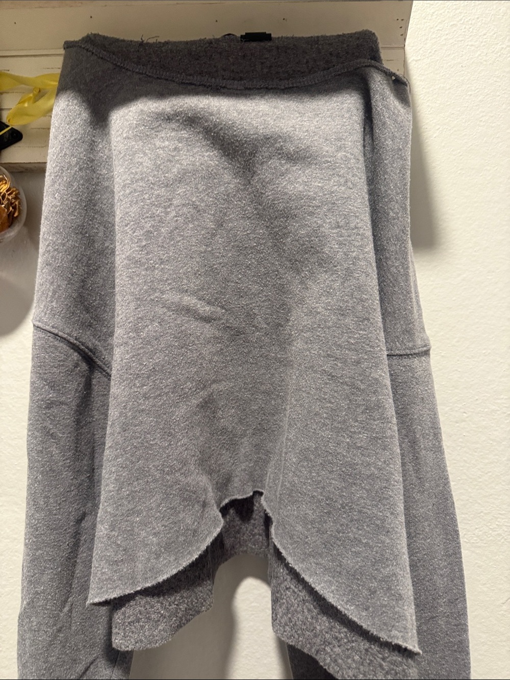 wild fable Off-the-Shoulder Layered Hem Gray Sweater